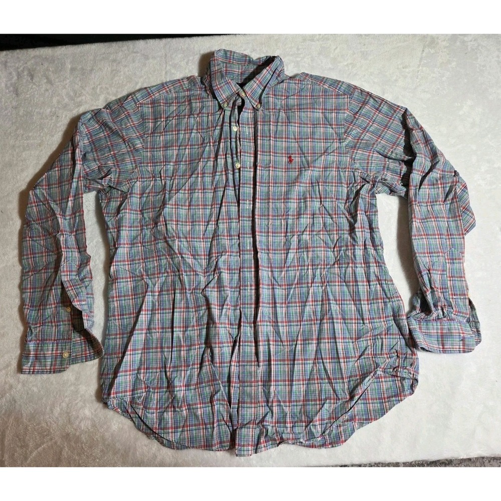 M405 Ralph Lauren Men's XL Classic Fit Plaid Button Down Long Sleeve Cotton